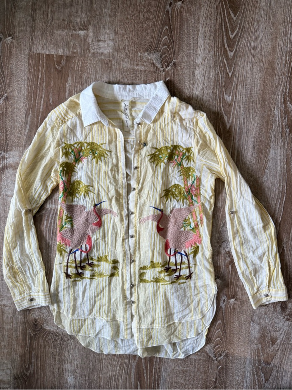 Aratta Silent Journey Bird Embroidered Blouse